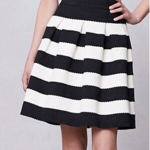 Anthropologie Black and White Scallop Striped Skirt
